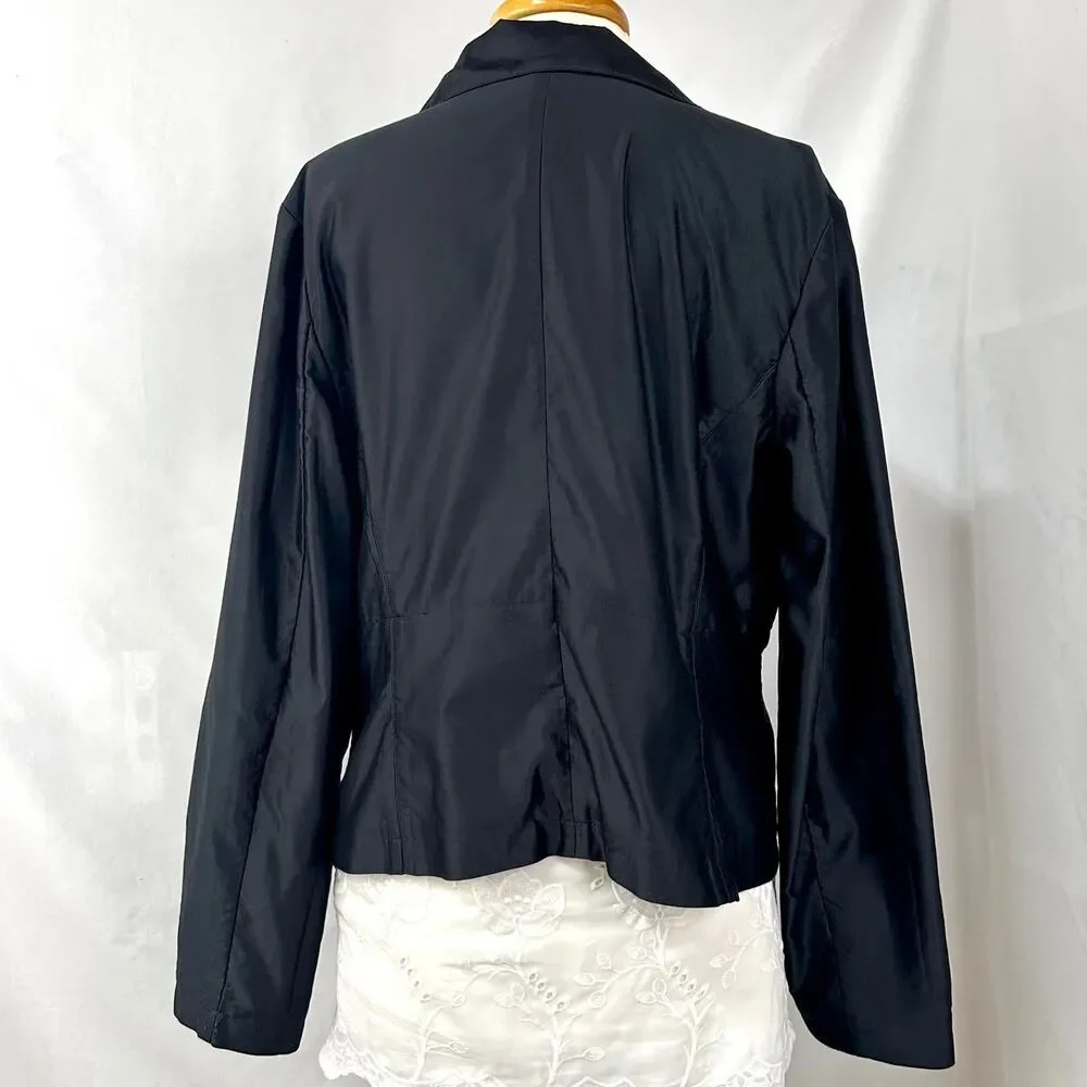 MOSSIMO VTG 90s Black‎ Satin Blazer Jacket Womens Plus XXL Indie Downtown Girl